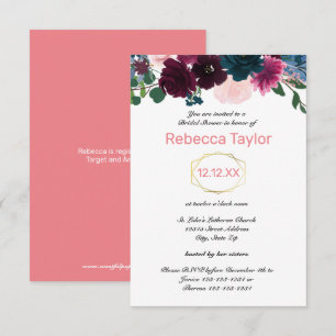 Floral Blooms Pink Vertical - 3x5 Bridal Shower Invitation