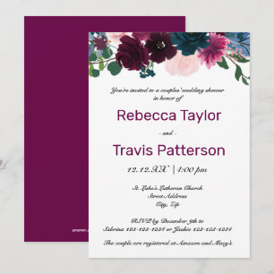 Floral Blooms Plum - Couples' Wedding Shower Invitation