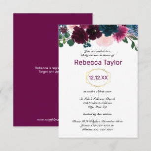 Floral Blooms Plum Vertical - 3x5 Baby Shower Invitation