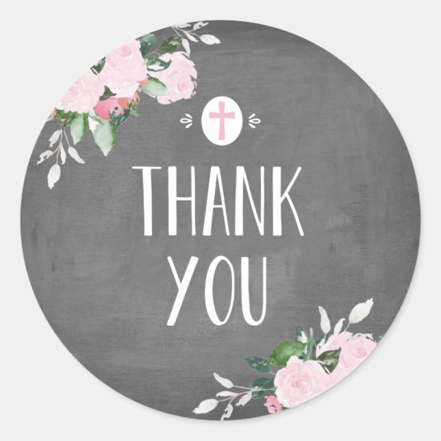 Floral Blooms Religious Thanks Sticker Chalkboard (Front)