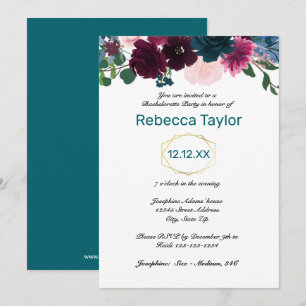Floral Blooms Teal - Bachelorette Party Invitation