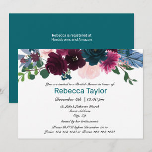 Floral Blooms Teal - Bridal Shower Invitation
