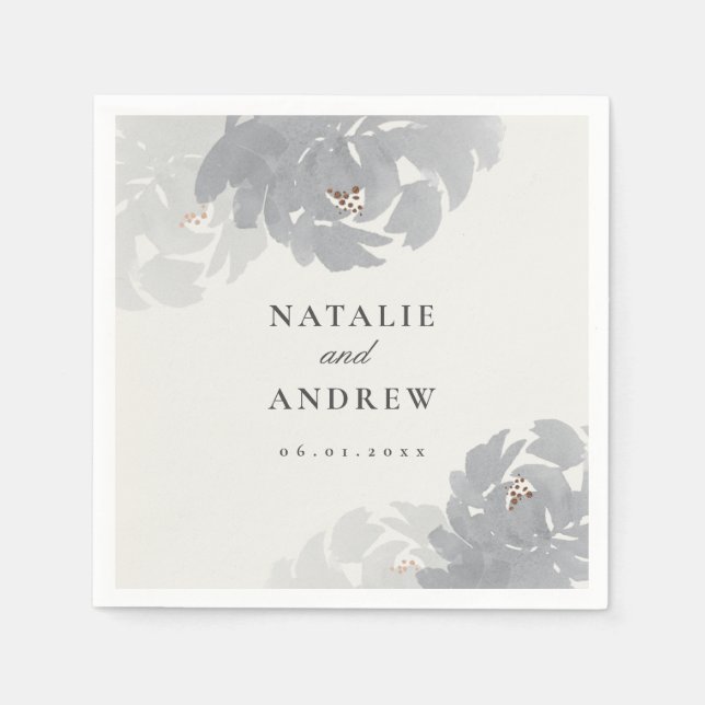 Floral Blooms Watercolor Wedding Napkin (Front)