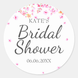 Floral Blossom Bridal Shower Favour Classic Round Sticker