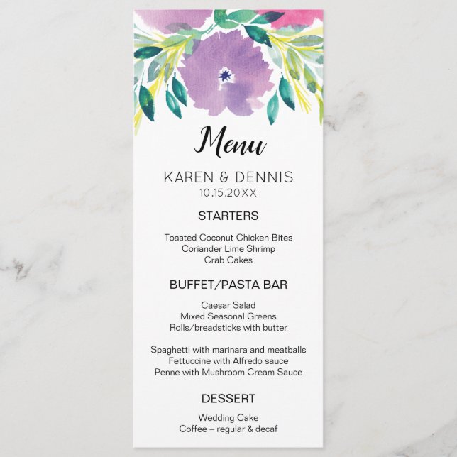 Floral Blossom Menu Card (Front)