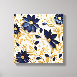 Floral Blossom Pattern on White Canvas Print