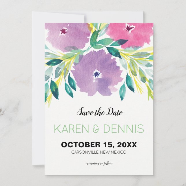 Floral Blossom Save the Date Invitation (Front)