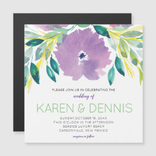 Floral Blossom Wedding Invitation Thin Magnetic
