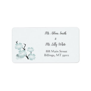 Floral Blossoms Blue Spring Wedding Address Label