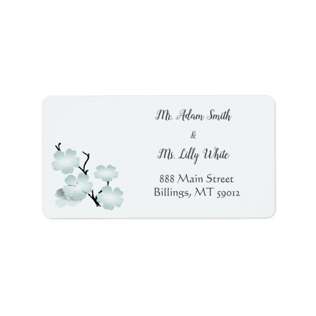 Floral Blossoms Blue Spring Wedding Address Label (Front)