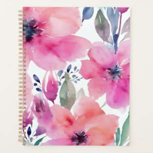 Floral Blossoms   Watercolor Pink Flowers Painted Planner