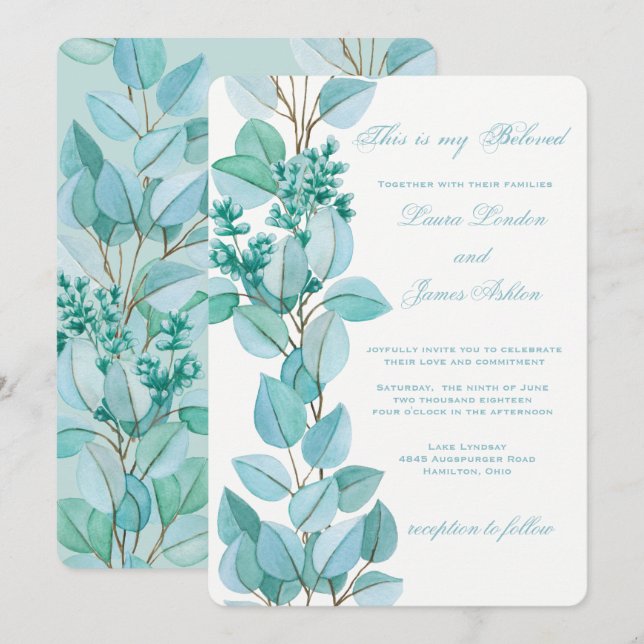 Floral Blossoms Wedding Invitation (Front/Back)