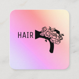 *~* Floral Blow Hair Dryer Flower Pastel Ombre AP6 Square Business Card