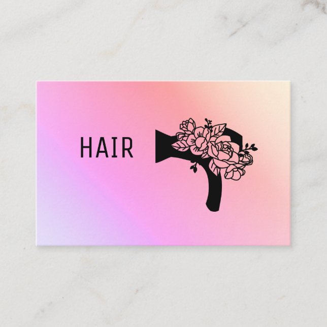 *~* Floral Blow Hair Dryer Flowers Pastel AP6 Business Card (Front)