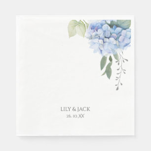 Floral Blue and White Hydrangea Wedding  Napkin