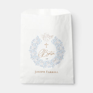 Floral Blue Baby Angel Cross Baptism Favour Bags