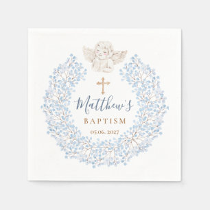 Floral Blue Baby Angel Cross Napkin
