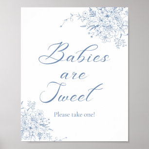 Floral Blue Baby Shower Favour Poster