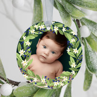 Floral Blue Berries Greenery Wreath Photo