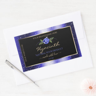 Floral Blue Black Product Labels Glittered Stars