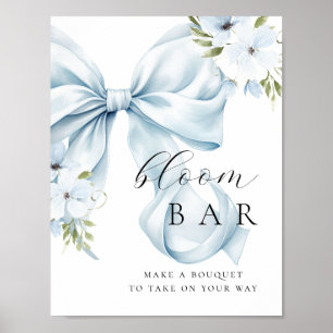 Floral Blue Bow Bouqet Bar Poster