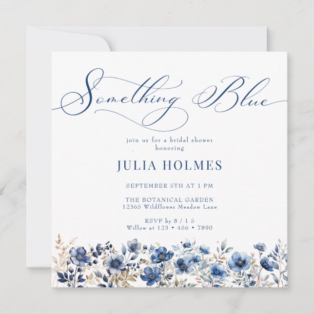 Floral Blue Bridal Shower Invitation (Front)
