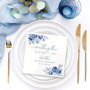Floral Blue Bridal Shower Napkin