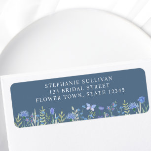 Floral Blue Bridal Shower Return Address