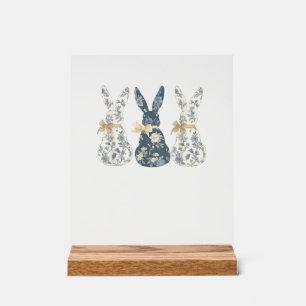 Floral Blue Bunny Cute Happy Easter Day Coquette B Acrylic Sign