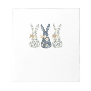 Floral Blue Bunny Cute Happy Easter Day Coquette B Notepad