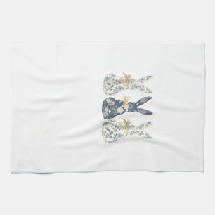 Floral Blue Bunny Cute Happy Easter Day Coquette B Tea Towel