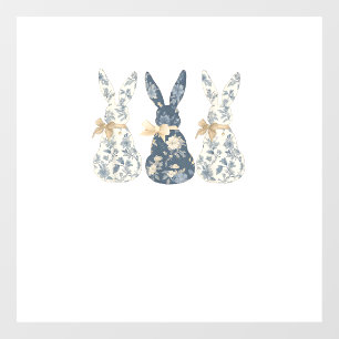 Floral Blue Bunny Cute Happy Easter Day Coquette B Window Cling