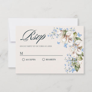 Floral blue butterfly  RSVP card
