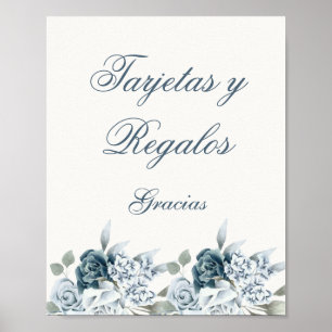 Floral Blue Cards and Gifts Spanish wedding sign
