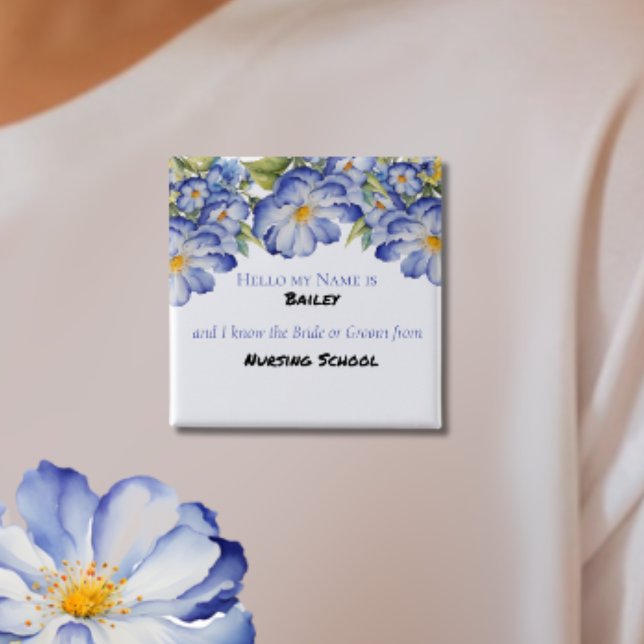 Floral Blue Chinoiserie Bridal Shower Button (Creator Uploaded)