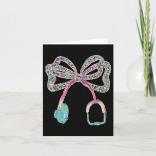 Floral Blue Coquette Bow Nurse Stethoscope Nursing Card