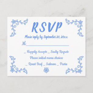 Floral Blue Cornflower RSVP Wedding Flower Laurel Invitation Postcard