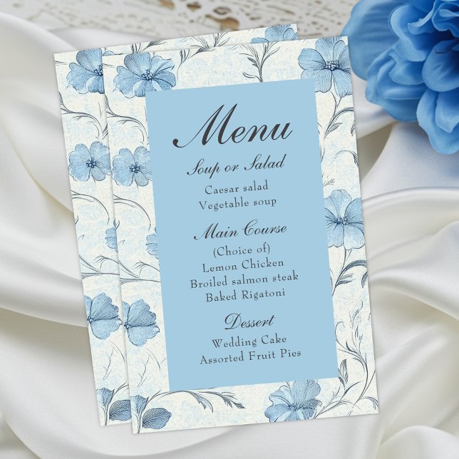 Floral Blue Country Garden Elegant Wedding Menu (Creator Uploaded)
