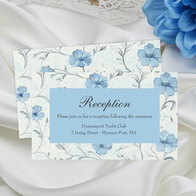 Floral Blue Country Garden t Wedding Receptiion Enclosure Card (Creator Uploaded)