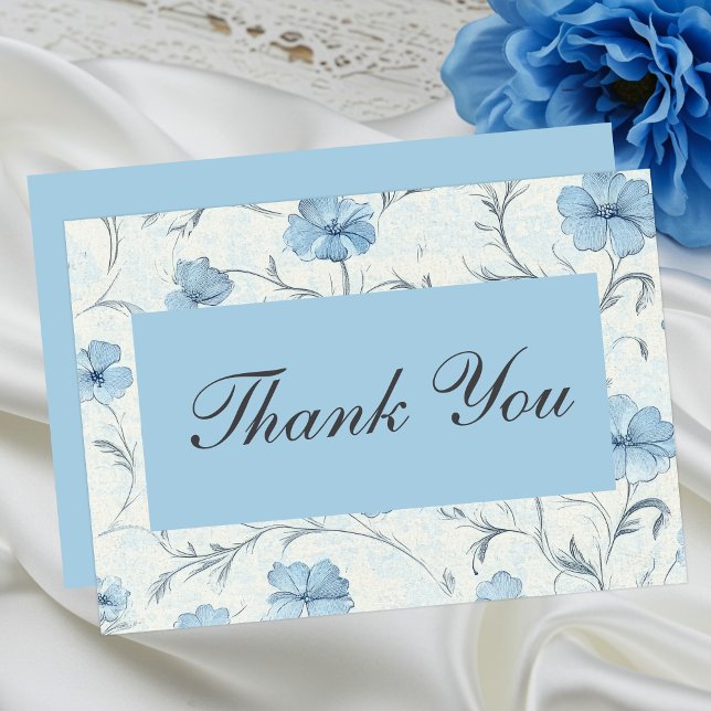 Floral Blue Country Garden Wedding Thank You (Creator Uploaded)