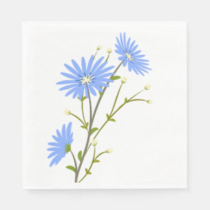 Floral Blue Daisy Flowers Wedding Party Daisies Napkin
