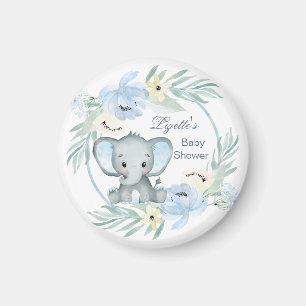 Floral blue Elephant Baby Shower  Magnet