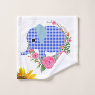 Floral Blue Elephant Bath Towel Sets