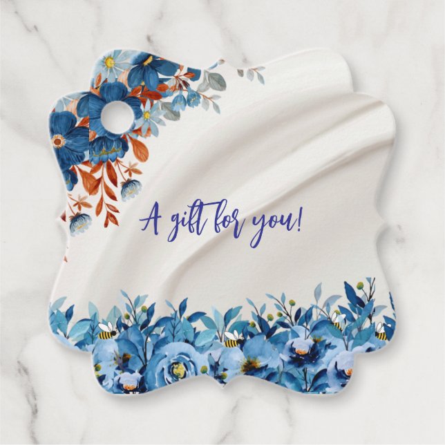 Floral Blue Favour Tags (Front)