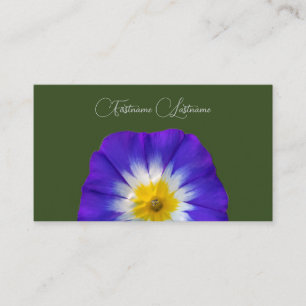 Floral blue flower blossom calligraphy dark green business card