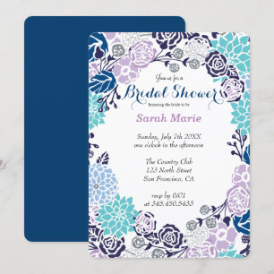Floral Blue Flower Wreath Party Invitation