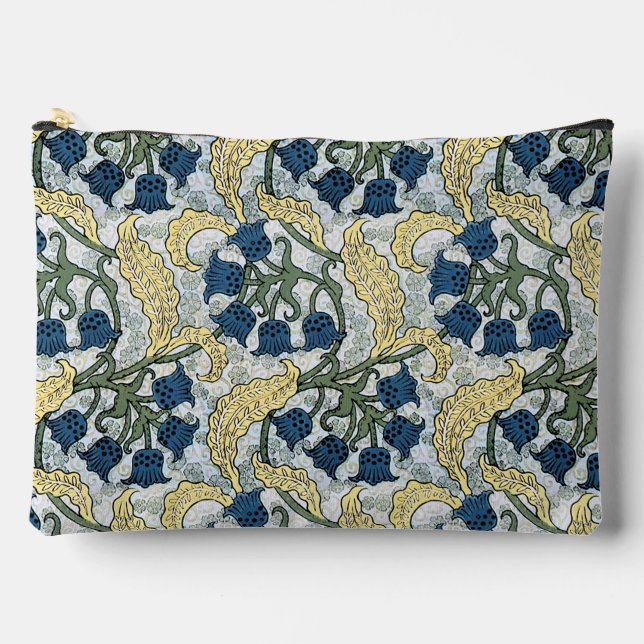 Floral Blue Flowers Lily Valley Repeating Accessory Pouch (Front)