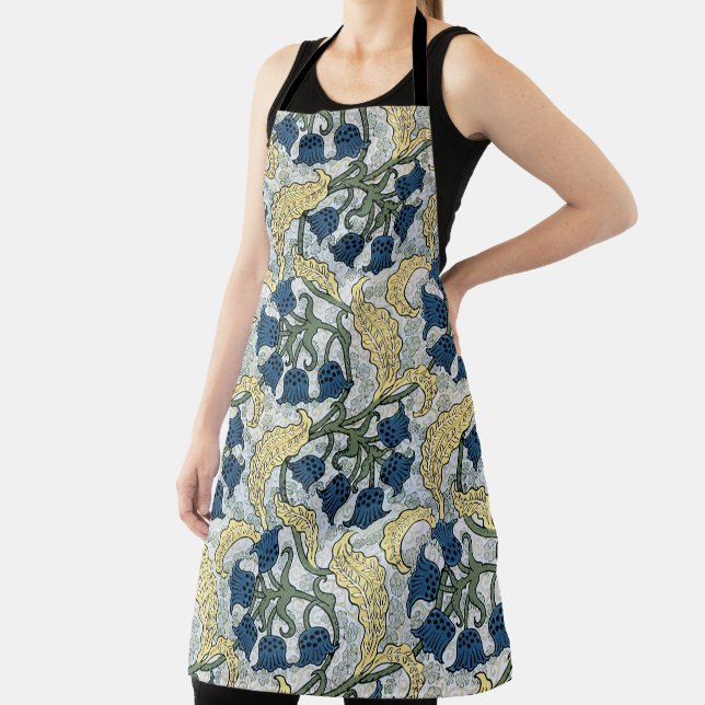Floral Blue Flowers Lily Valley Repeating Apron (Insitu)