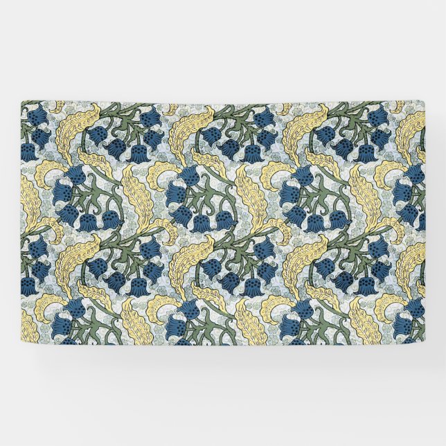 Floral Blue Flowers Lily Valley Repeating Banner (Horizontal)