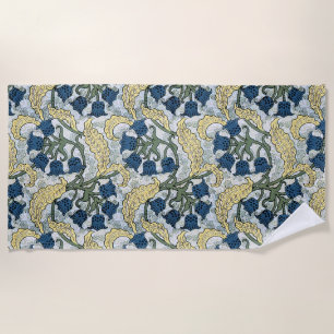 Floral Blue Flowers Lily Valley Repeating Beach Towel
